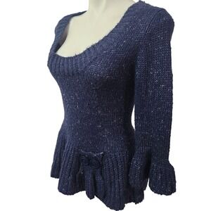 Y2k Vintage Cartise blue knit ruffle sweater size‎ Medium